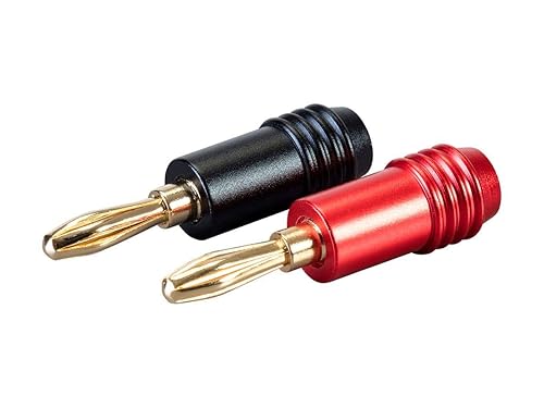 Monoprice Speaker Banana Plug - 2 Pair, 24k Gold Plated, Black/Red - Affinity Series