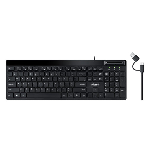 Adesso AKB-140SB Desktop Keyboard with Built-in Smart Card Reader, 104-Key