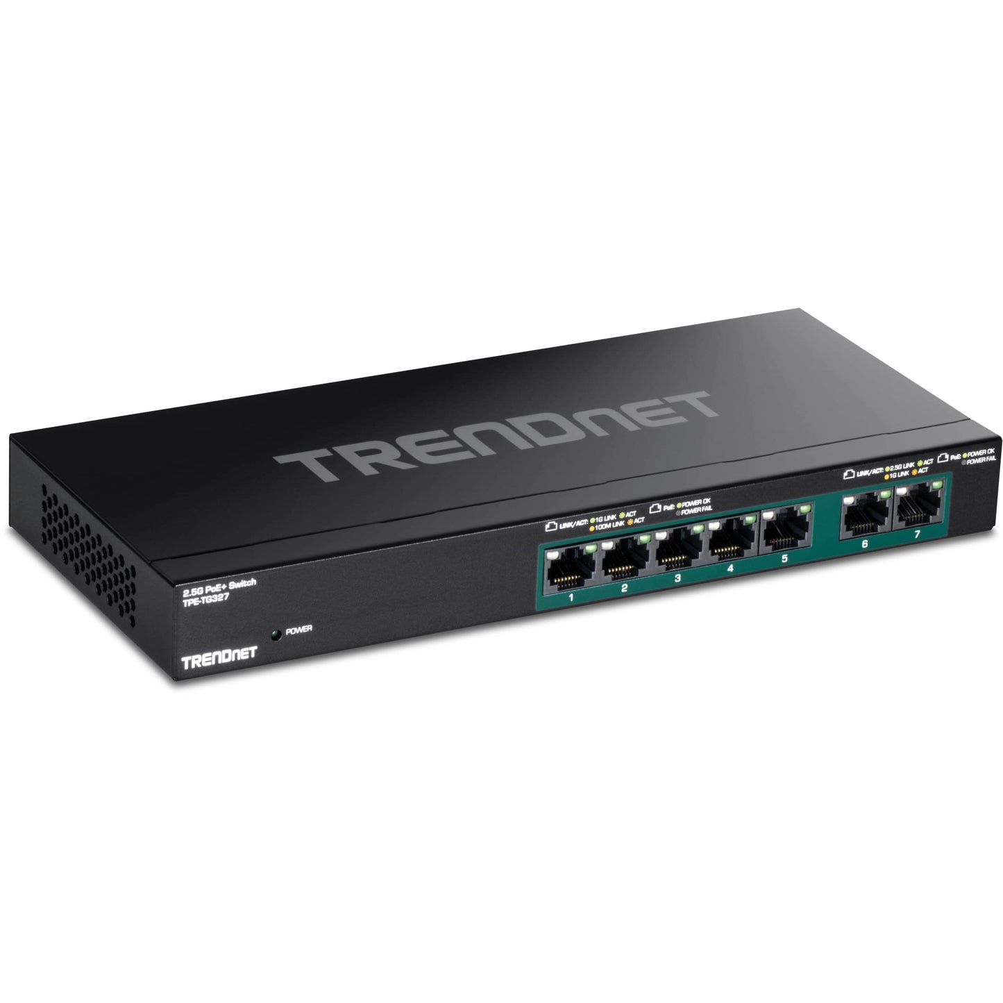 TRENDnet 7-Port Multi-Gig PoE+ Switch, TPE-TG327, NDAA & TAA Compliant, 70W Power Budget, 20Gbps Switching Capacity, Ethernet Splitter, IEEE