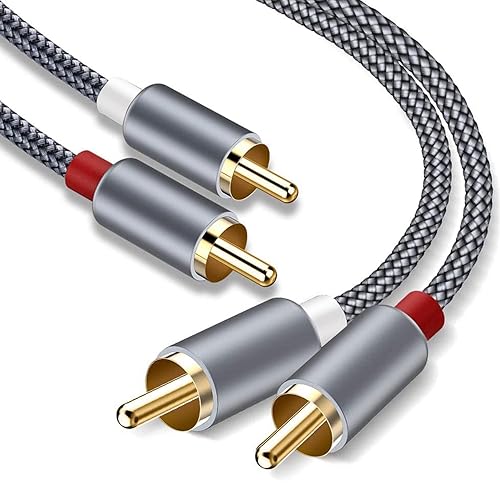Goalfish RCA Cable, 2 Pack 2-Male to 2-Male RCA Audio Stereo Subwoofer Cable [Hi-Fi Sound,Shielded] Auxiliary Audio Cord for Home Theater, HDTV