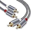 Goalfish RCA Cable, 2 Pack 2-Male to 2-Male RCA Audio Stereo Subwoofer Cable [Hi-Fi Sound,Shielded] Auxiliary Audio Cord for Home Theater, HDTV
