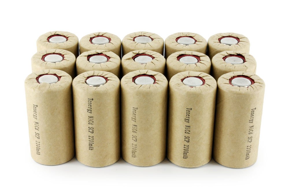Tenergy 1.2V NiCd SubC 2200mAh Paper Wrapped Rechargeable Battery Flat Top - 15 Pack