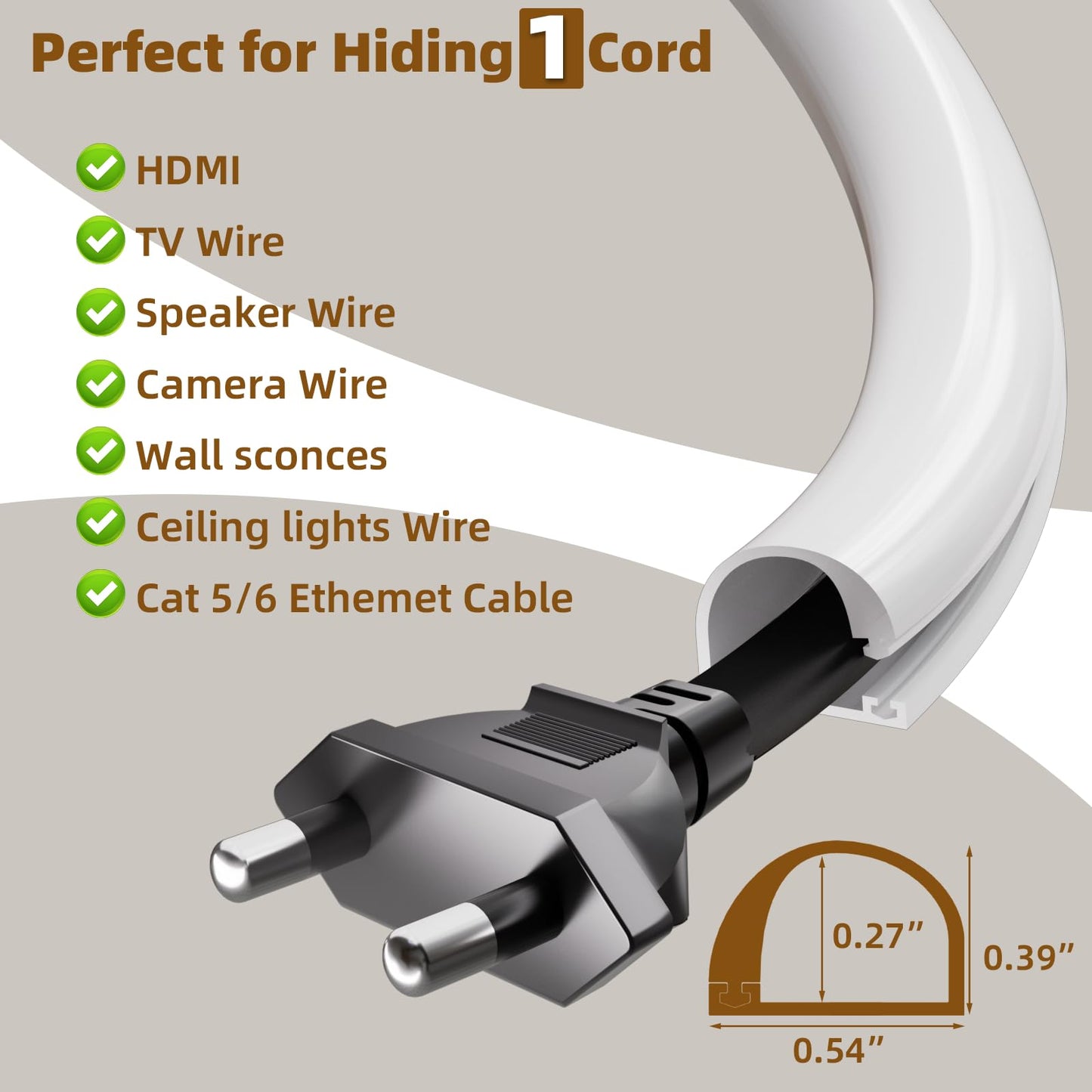 39”Cord Hider for Wall Mounted TV,Adhesive One-Cord Cable Hider for Wall,Cord Covers Raceway Kit for Wires Hider Along Wall,Flexible Silicone Cable