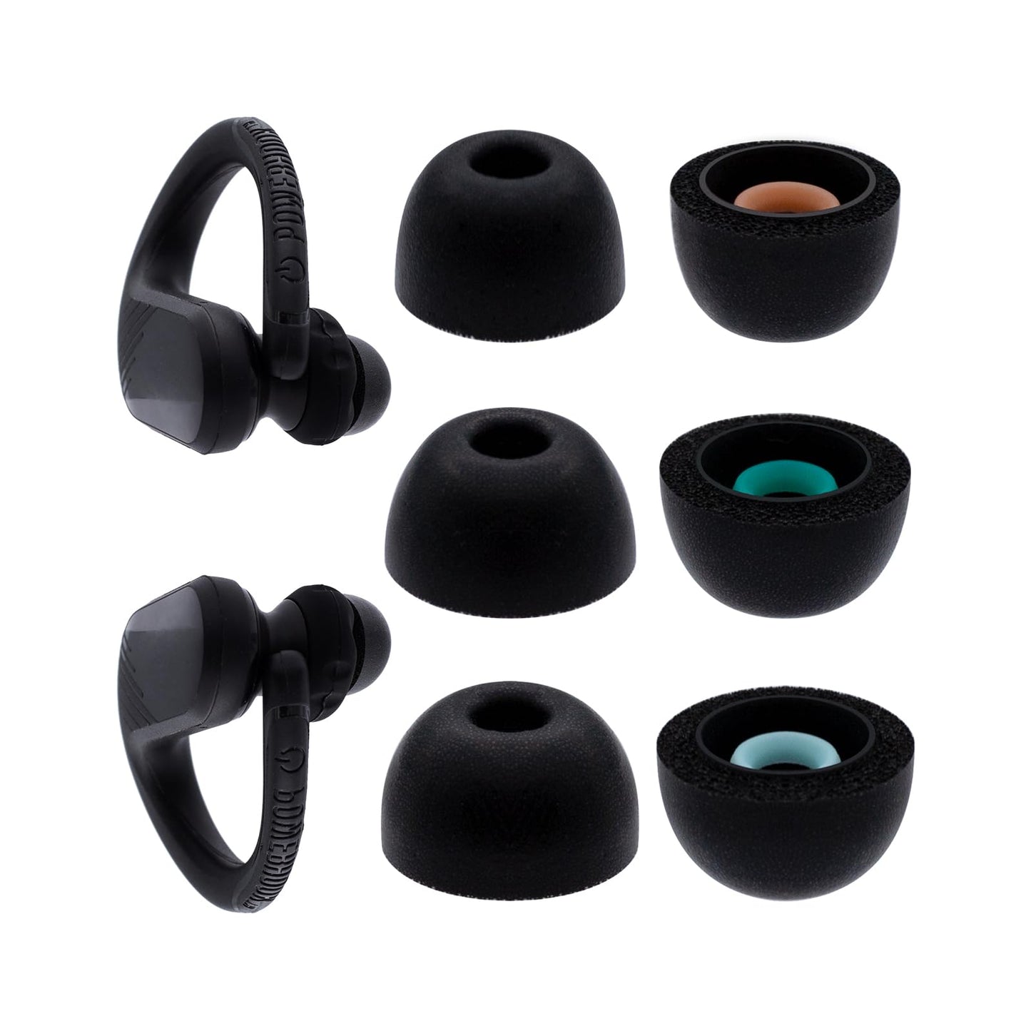 Klowcok Foam Ear Tips Replacement for JBL Endurance Peak4 / Peak3 / Peak II Earbuds, 3 Pairs (S/M/L) (Black)