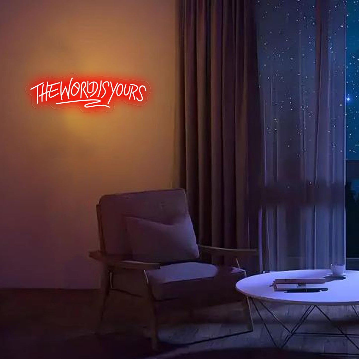 The World is Yours Neon Sign Dimmable World Yours LED Sign for Wall Decor USB Powered Neon Light for Man Cave Home Bar Bistro Club Cafe Wedding Game