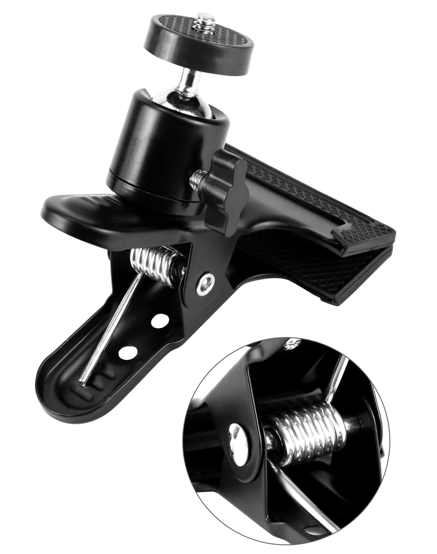 QWORK 4 Pack Multifunctional Tripod Camera Clamp Flash Holder with 360 Swivel Tripod Mini Ball Head, Black