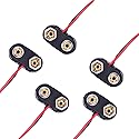 LAMPVPATH (Pack of 5) T-Type 9V Battery Connector, 9 Volt Battery Clip, 9V Battery Clip Connector with Wire and Hard Buckle Plastic Housing