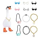 Neowedding 6 Set 7inch Desk Goose Outfits Mini Chain Collar and Sunglasses Small Desk Goose Costume Funny Mini Porch Goose Decor Accessories for…