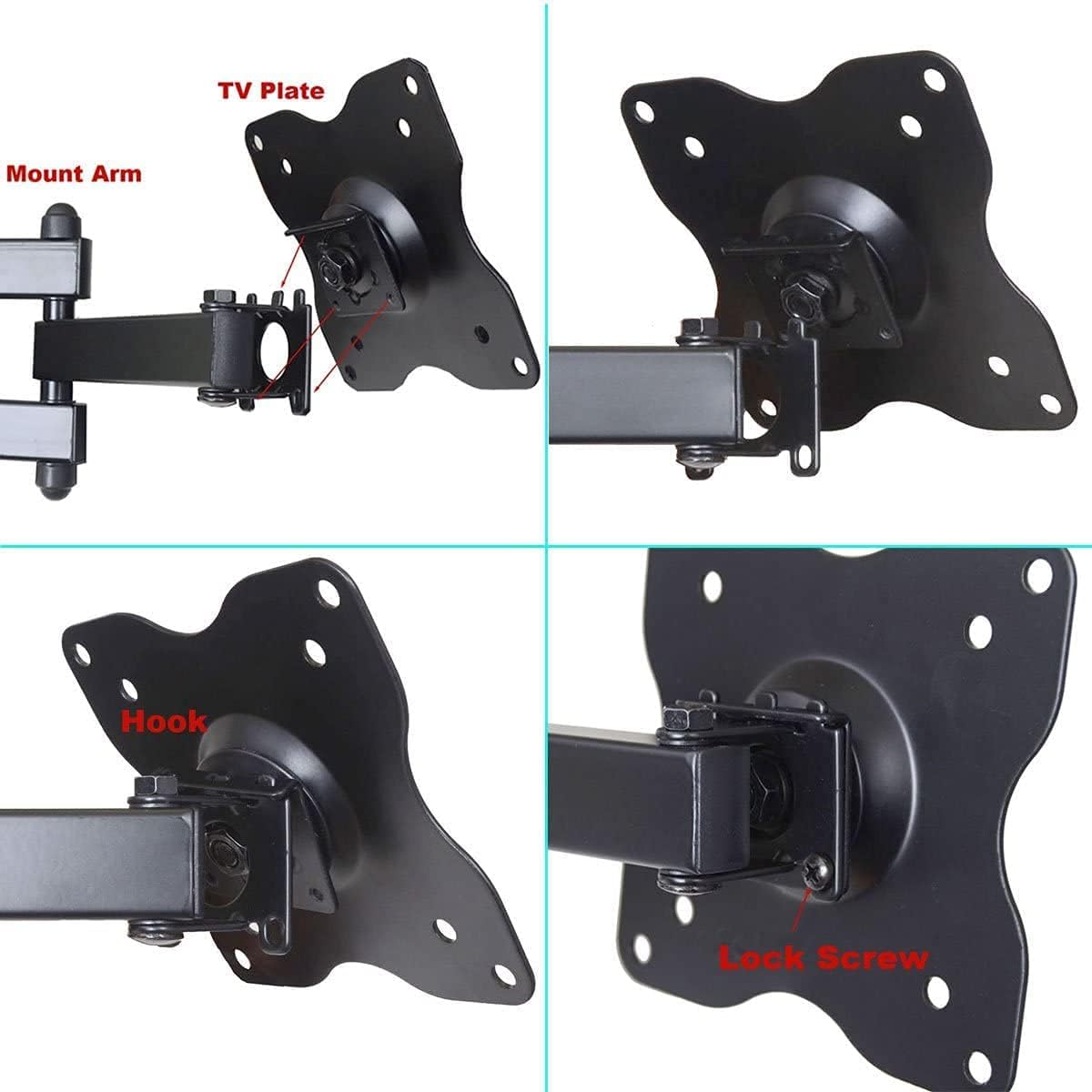 VideoSecu Swivel Tilt Single Arm Computer Monitor Wall Mount for 19" 20" 22" 23" 24" 26" 27" 29" 32" 37" 39" LCD LED Monitors ML12B