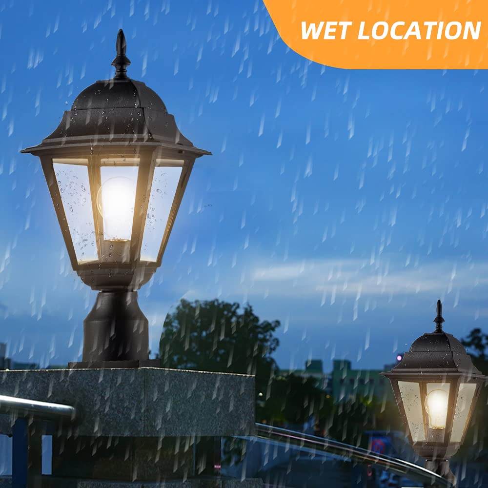 Windben Outdoor Post Light,Waterproof Cast Aluminium Lamp Post Light Fixture,Post Lantern with Pier Mount Base,Matte Black,16.5in,Suitable