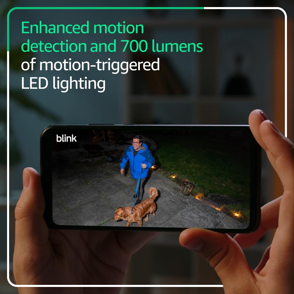 Blink Outdoor 4 Floodlight Camera - Wireless smart security camera, 700 lumens, two-year battery life, enhanced motion detection, Sync Module Core