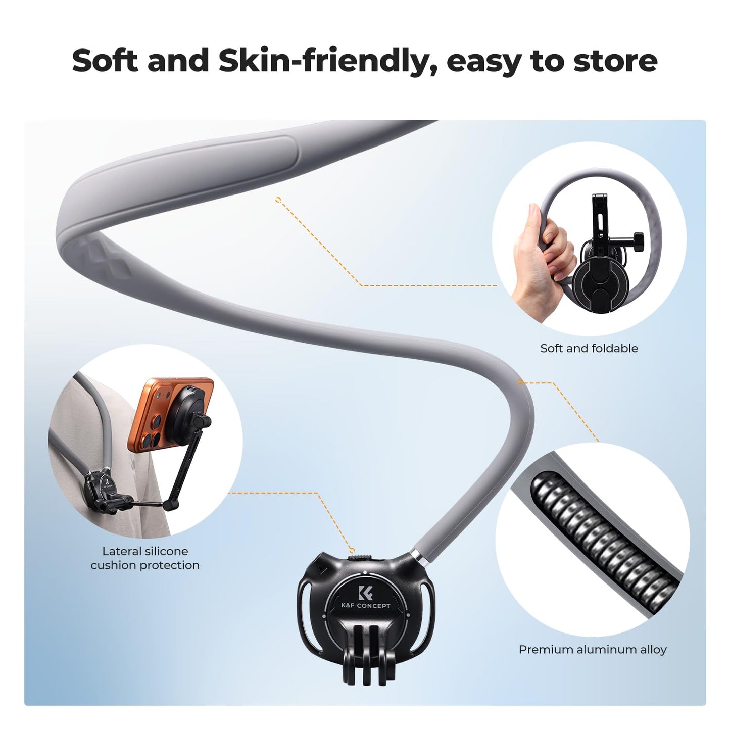 K&F CONCEPT 2-in-1 Magnetic & Clip-on Neck Phone Holder
