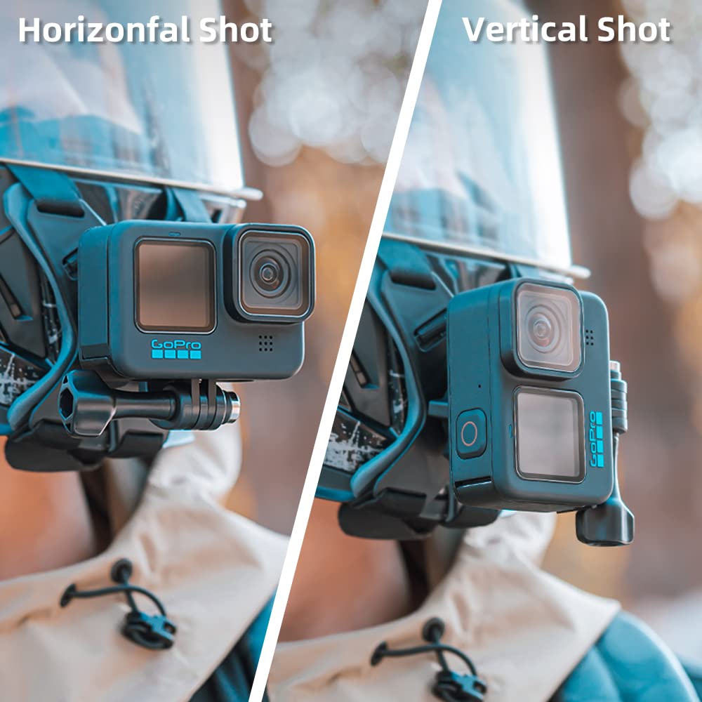 SUREWO Motorcycle Helmet Chin Strap Mount Compatible with GoPro Hero 13,12,11,10, 9, 8, 7, (2018), 6 5,DJI Osmo Action 5 pro/4/3, AKASO, SJCAM