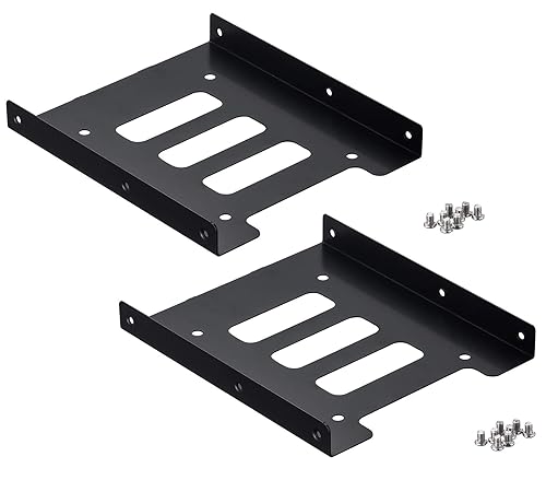 Ruaeoda SSD Mounting Bracket 2.5 to 3.5 Adapter 2 Pack,SSD Bracket SSD Tray Adapter 2.5" to 3.5" HDD SSD Hard Disk Drive Bays Holder Metal Mounting
