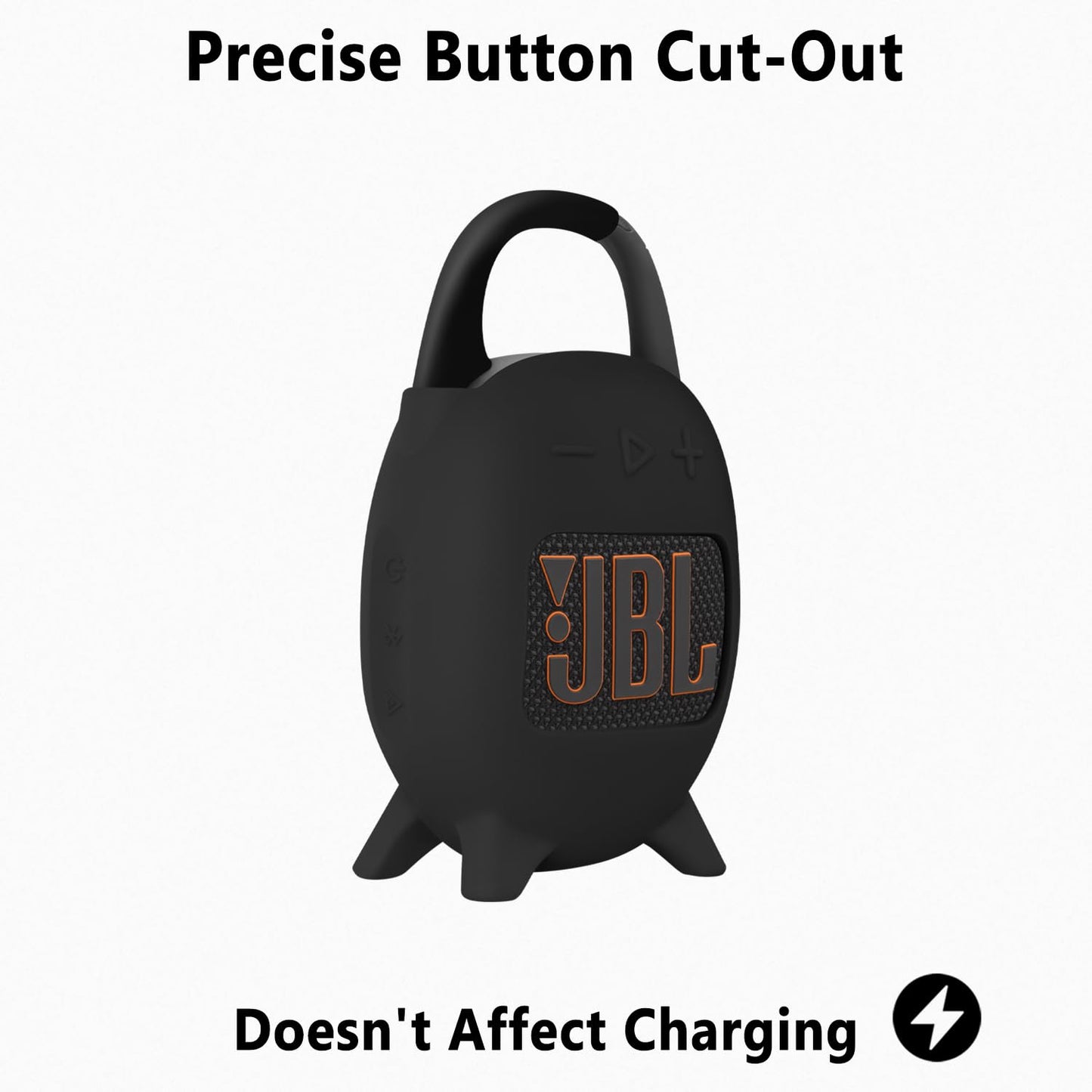 Geiomoo Silicone Carrying Case for JBL Clip 5, Protective Portable Scratch Shock Resistant Cover (Black)