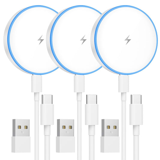 Magnetic Charger 3 Pack 15W Magnetic Wireless Charger Fast Charging Pad Compatible with iPhone 17/16/15/14/13/12 Series & AirPods 4/3/2/Pro Charging