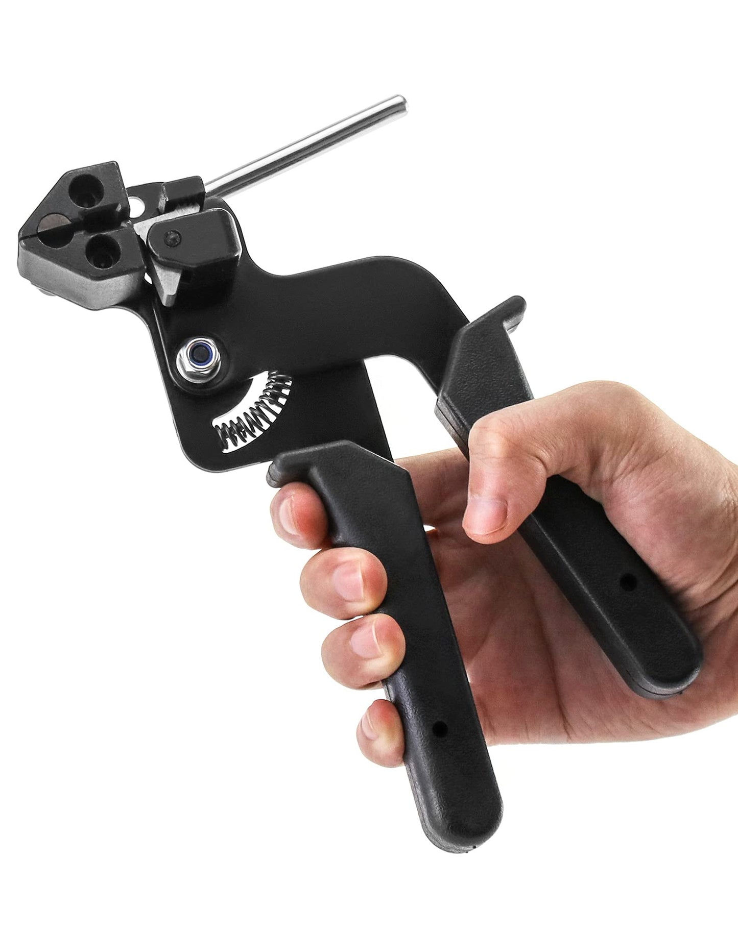 QWORK Cable Tie Gun, Stainless Steel Zip Tie Tightener Wrap Tool, Self-locking Metal Zip Ties Tool, Cable Tie Fasten and Cut for Nylon Plastic Steel