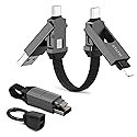 Statik HexCharge Keychain Charger Cable - Portable 4 in 1 Charging Cable Key Ring, 60W Fast Charging, Universal Multi Charging, Compatible