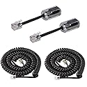 KINXIYU Telephone Handset Cord Detangler 2 Sets, 2 Pack Landline Handset Cord Cable (7.5Ft Uncoiled, 1.5 Ft Coiled) and 2 Pack Anti-Tangle Telephone