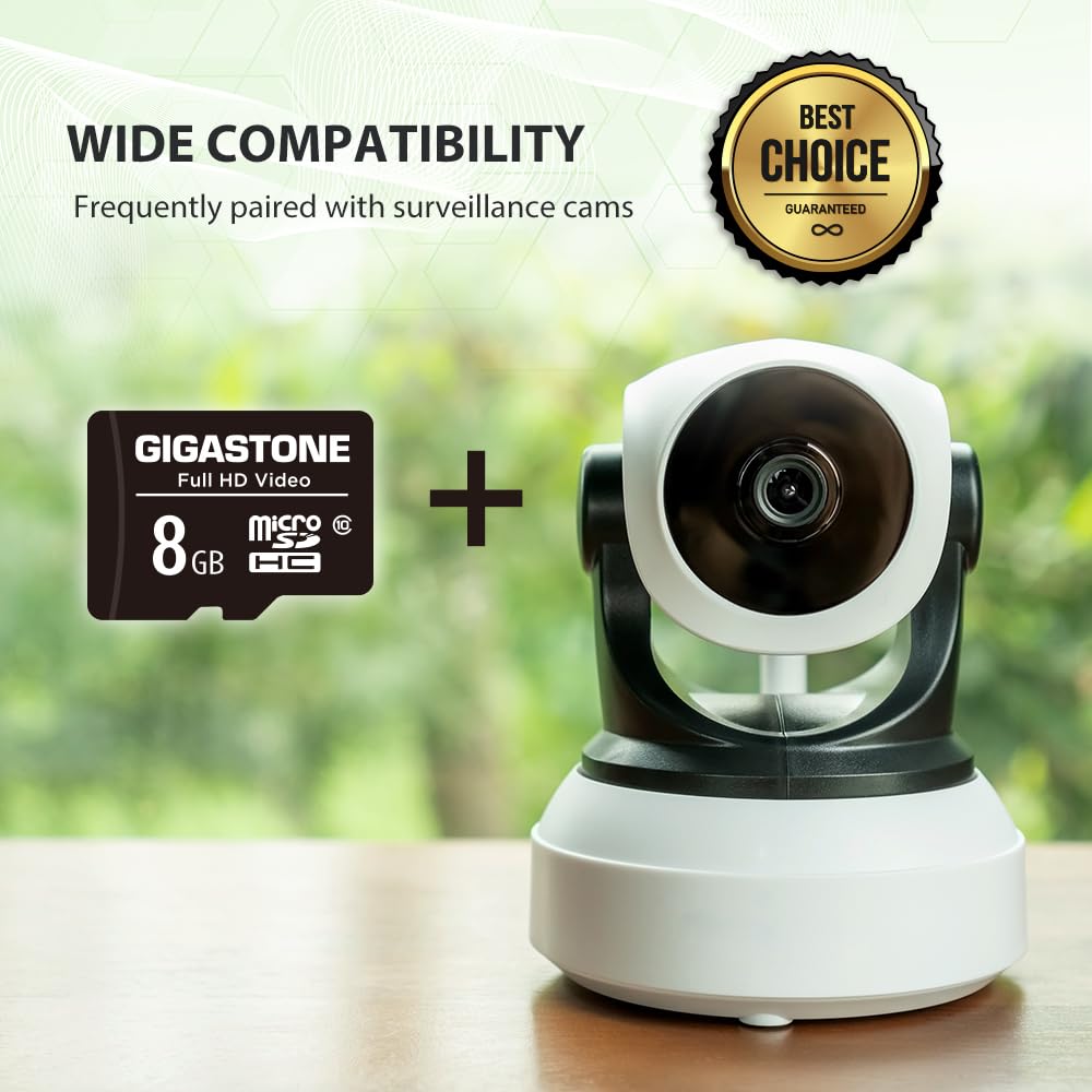 GIGASTONE 8GB Micro SD Card 10-Pack, Full HD Video, Surveillance Security Cam Action Camera Drone, 80MB/s Micro SDHC Class 10