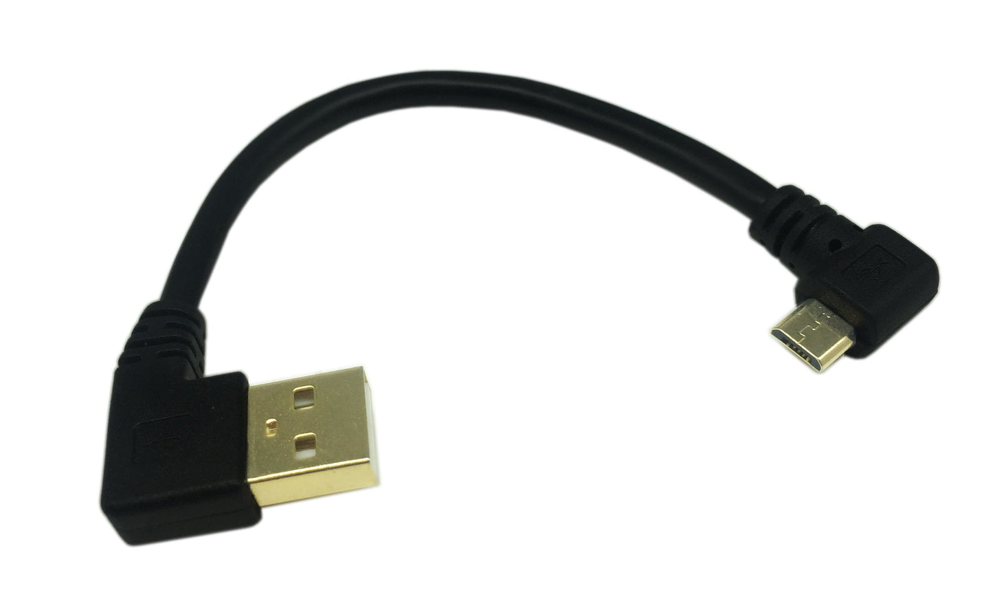 CERRXIAN 15cm 6inch Micro USB Short Cable Combo Gold Plated Left & Right Angle Micro USB 5 Pin Male to USB 2.0 Type A Left Angle Male Data Sync