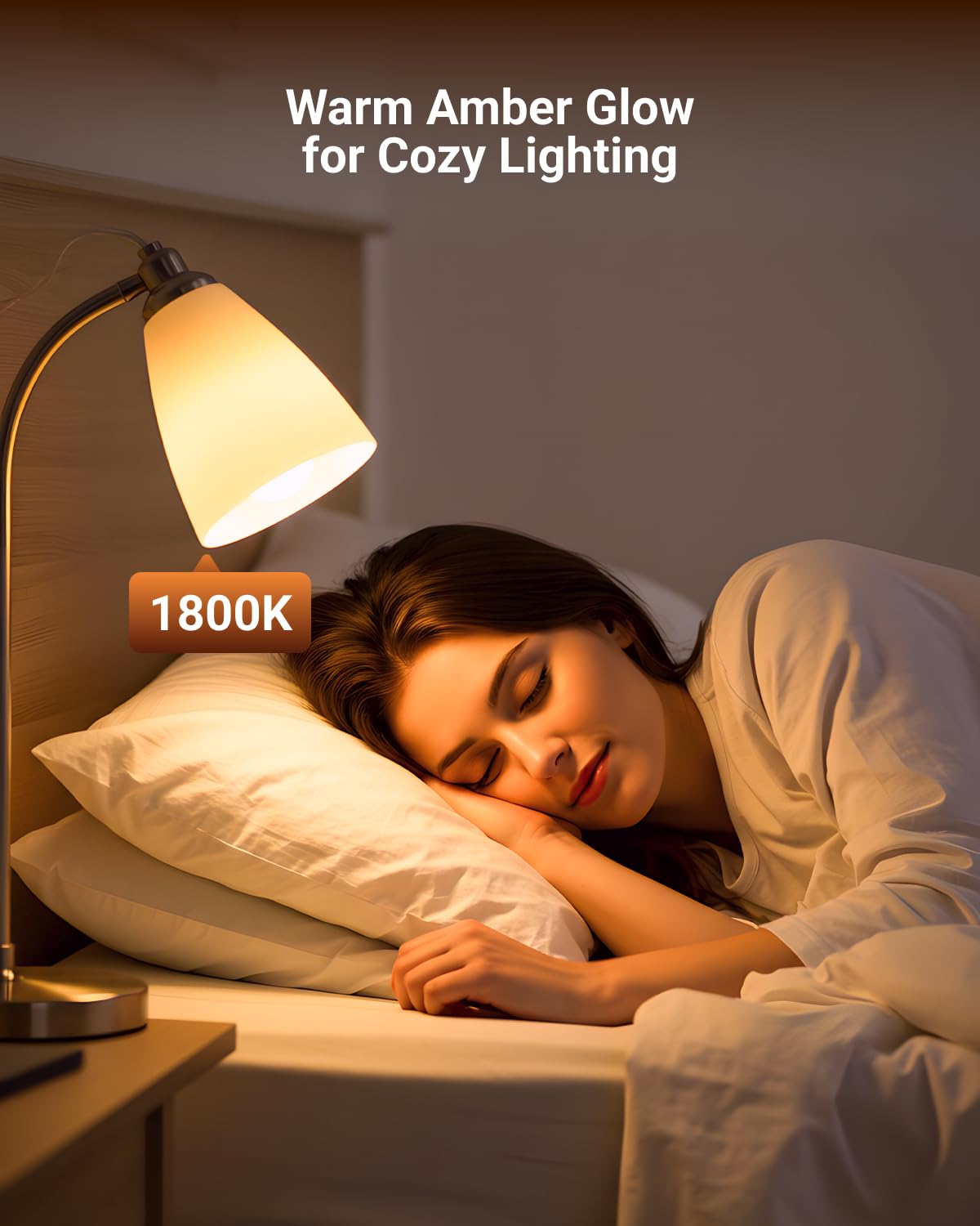 Sunco A19 LED Light Bulb, E26, 9W=60W, 1800K Amber Glow, Dimmable, 4 Pack