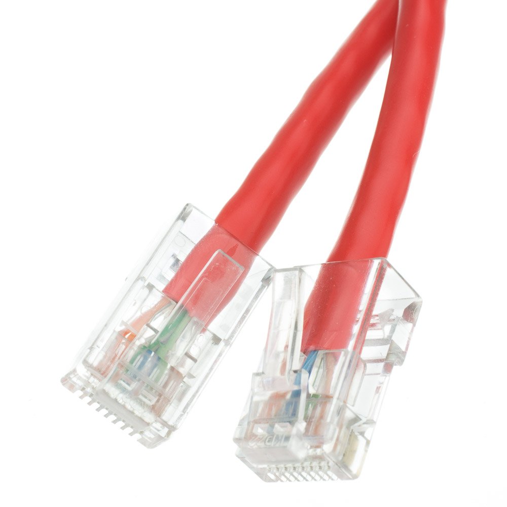 CableWholesale Cat5e UTP Ethernet Cable, Bootless, PoE, 25 ft, Red