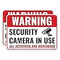 2PC Security Camera In Use Sign, 10 x 7 Inches - Aluminum - Warning All Activities Are Monitored