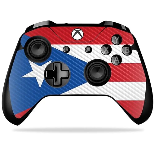 MightySkins Carbon Fiber Skin for Microsoft Xbox One X Controller - Puerto Rica Flag | Protective, Durable Textured Carbon Fiber Finish | Easy