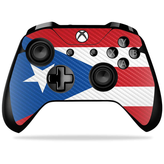 MightySkins Carbon Fiber Skin for Microsoft Xbox One X Controller - Puerto Rica Flag | Protective, Durable Textured Carbon Fiber Finish | Easy