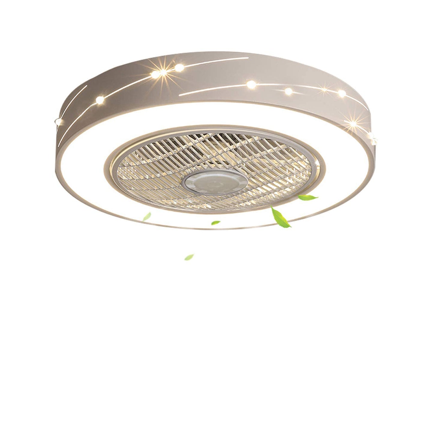 TFCFL 22" Ceiling Fan with Light, Modern Semi Flush Mount Invisible Chandelier Fan with Controller 3 Colors 3 Speed Hidden Blades Low Profile Fan