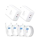 40W Dual-Port USB-C Fast Charger with Charging Cable (4 ft + 6 ft), USB-C Charger Bundle for iPhone 17/16/15 Pro Max, Samsung Galaxy S24, iPad, Pixel