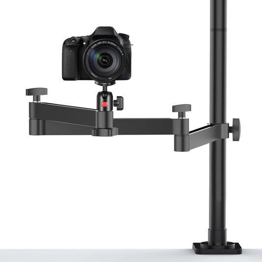 ULANZI Camera Desk Mount Stand with Flexible Arm, Overhead Mount, Articulated Arm with 360° Rotatable Ball Head, Aluminum Desk Mounting Stand for Ring