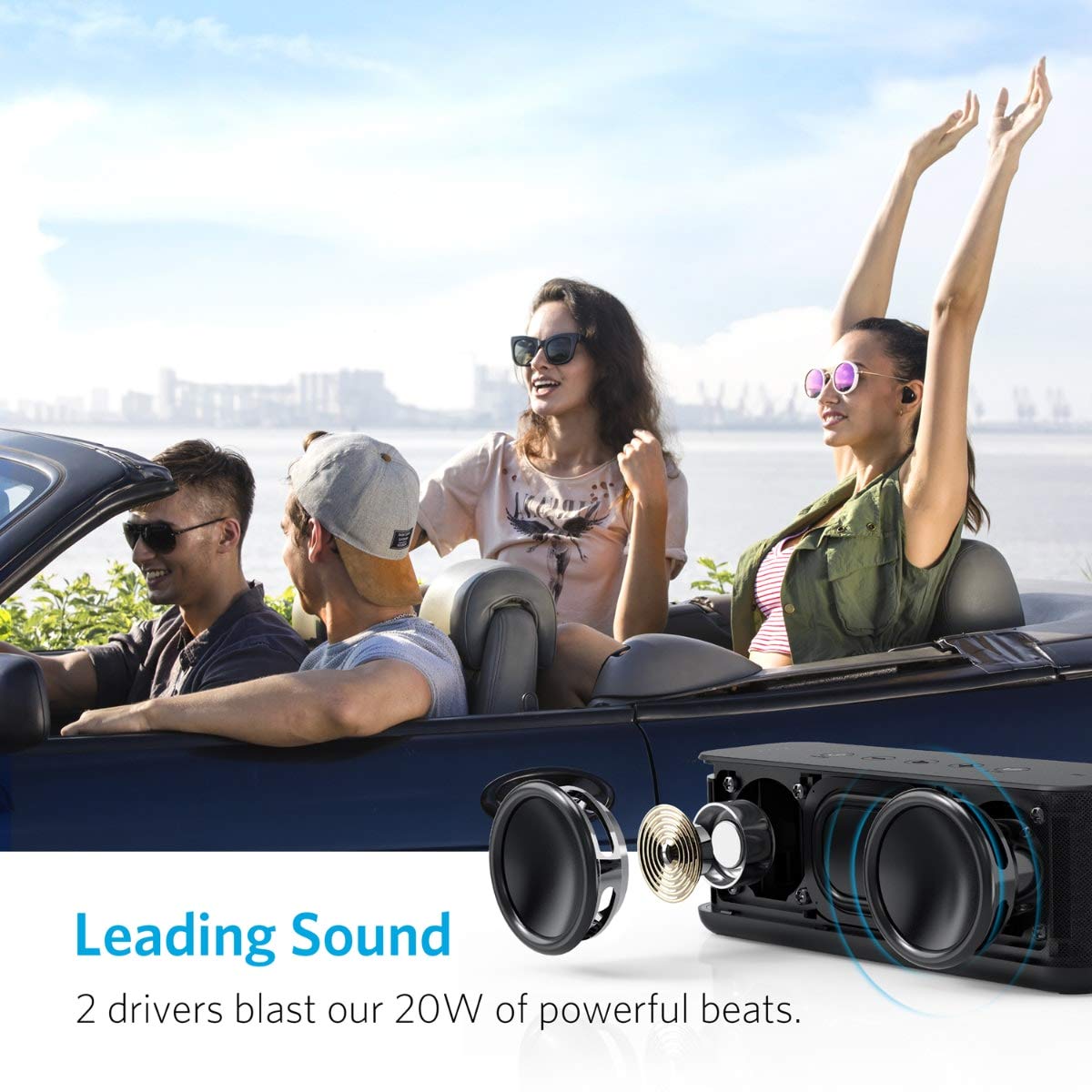 Anker SoundCore Boost 20W Bluetooth Speaker with BassUp Technology - 12h Playtime, IPX5 Water-Resistant, Portable Battery with 66ft Bluetooth