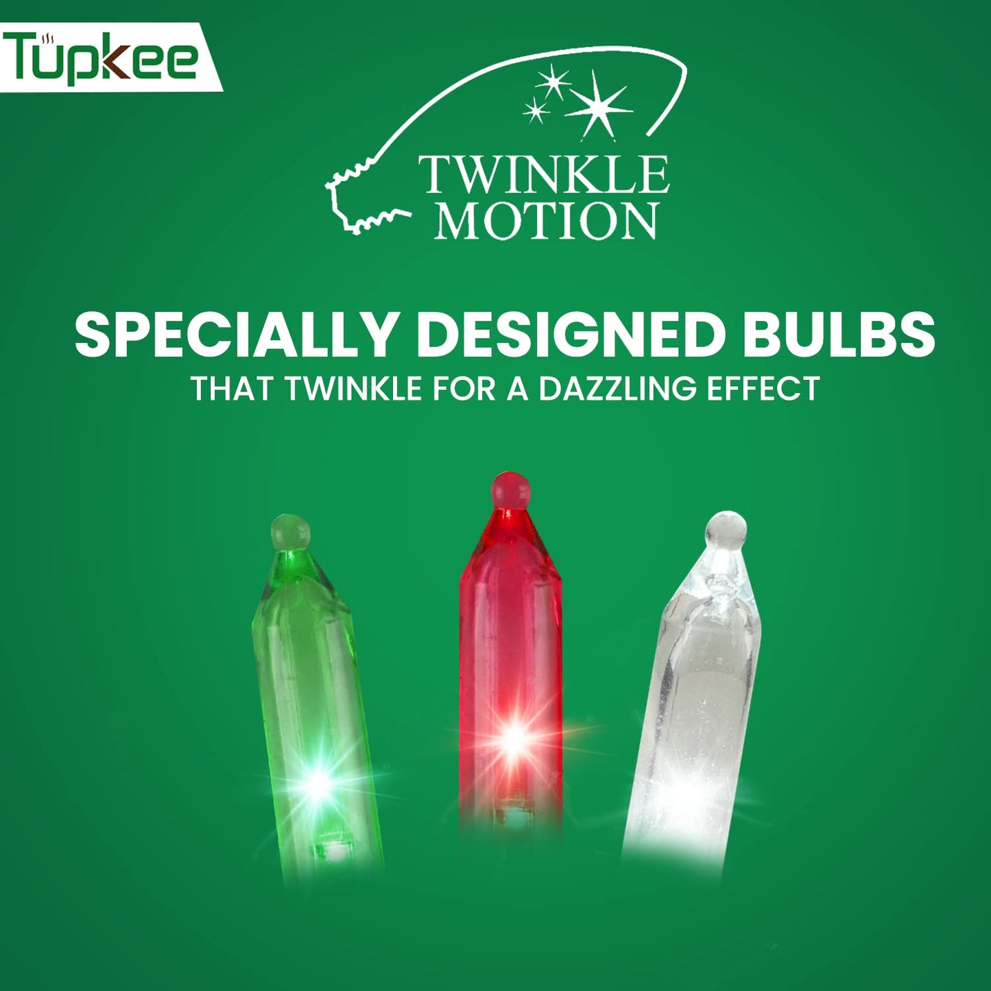 Christmas LED Random Twinkle Lights - 16 of 100 Bulbs Twinkle - LED Red, Green, and Cool White Christmas Tree Lights - Indoor Outdoor - 24.75 Feet