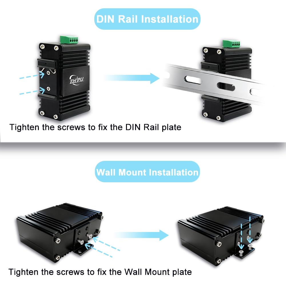 Industrial 90W Gigabit PoE++ Injector 12-48VDC to 48V Boost Voltage DIN/Wall Mount10/100/1000Mbps IEEE 802.3at/bt 90W 48V POE Adapter Power Over