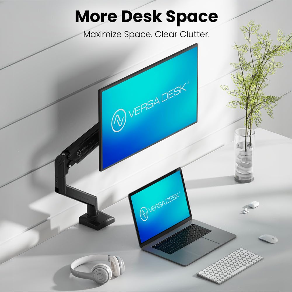 MotionArc™ Single Balanced Monitor Arms | Effortless Adjustment | Internal Spring Mechanism | Outstanding Flexibility | 180 Degree Rotation | Fit