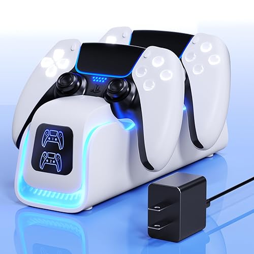 PS5 Controller Charger,PS5 Charging Dock for Dualsense Edge with 6 LED & RGB Breathing Mode,Overcharge Protection Controller Charging PlayStation 4