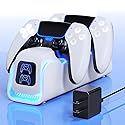 PS5 Controller Charger,PS5 Charging Dock for Dualsense Edge with 6 LED & RGB Breathing Mode,Overcharge Protection Controller Charging PlayStation 4