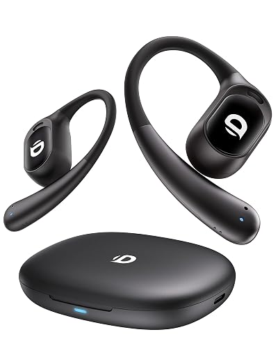 Open Ear Earbuds, True Wireless Open Ear Headphones with Earhooks, Air Conduction Earphones, Touch Control, Dual Noise-Cancelling Mics, Up to 30 Hours