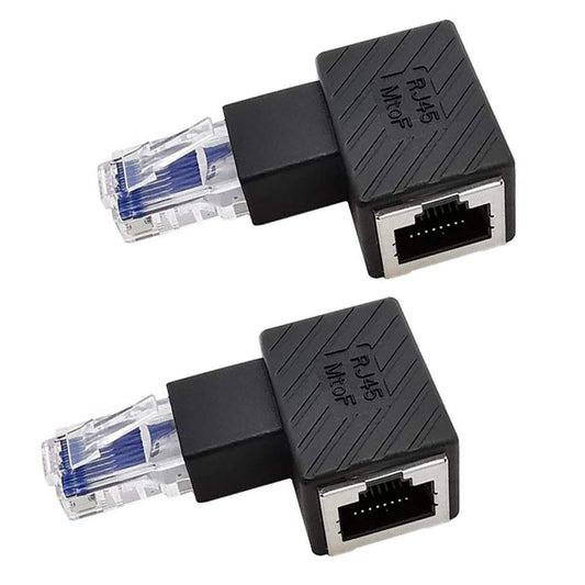 Kework 2 Pack Network RJ45 Extender, 90 Degree Left Angle Ethernet LAN RJ45 Male to Female Cable Extension Adapter Connector Coupler for Cat5 Cat5e