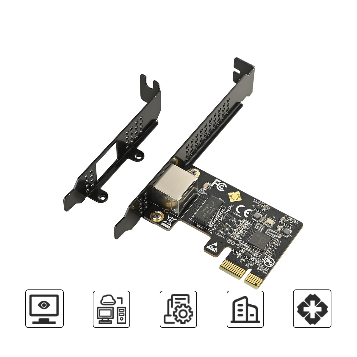 IO CREST 5.0GB PCIe Network Card - PCIe to 5.0 Gigabit Ethernet Network Card, Supports Windows 11/10/8.1/8/7, Win Server 2022/2019/2016, Linux