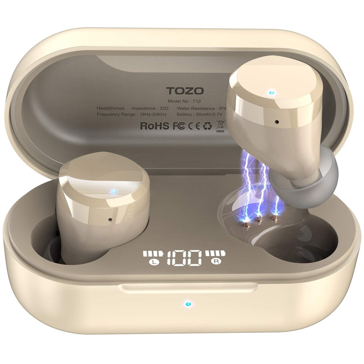 TOZO T12 Wireless Earbuds Bluetooth 5.3, Premium Sound, LED Digital Display