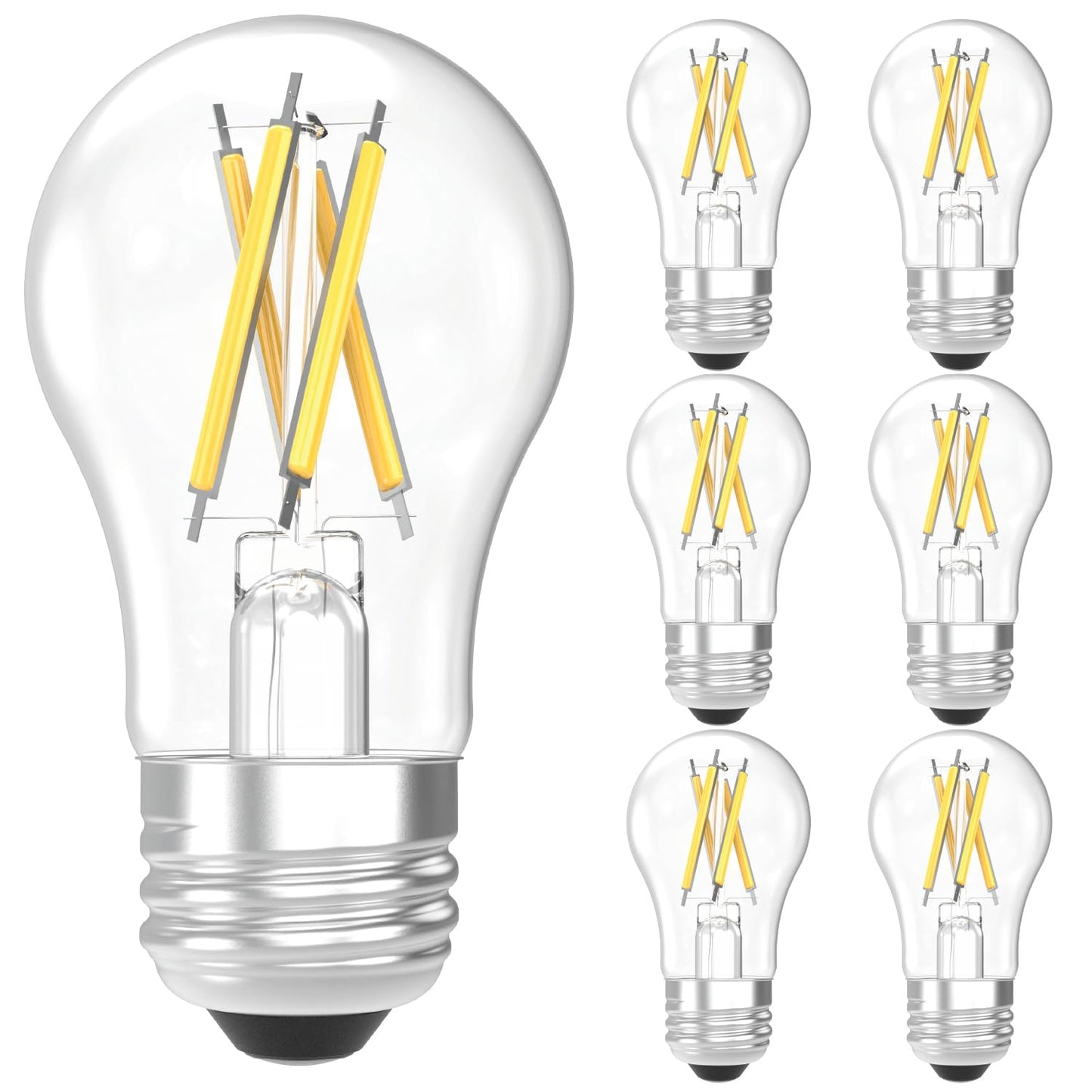 Sunco A15 Filament LED Light Bulbs, E26, 7W=60W, Dimmable, 2700K, 6-Pack