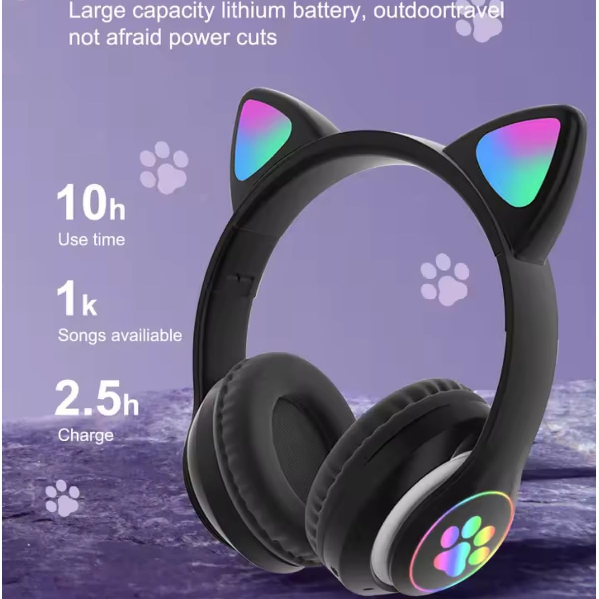 Kids Bluetooth Headphones, Foldable Wireless Headset for Kids, Bluetooth 5.3 Over-Ear Headphones with Mic, LED Lights Up,85dB Volume Limited,Girls