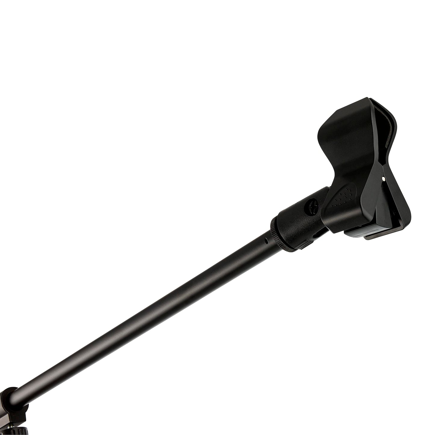 Clef Audio Labs Tripod Mic Stand, One-Handed Clutch Height Adjustment and Telescopic Boom Arm - Cable Management Clips, Universal Mic Holder Mount