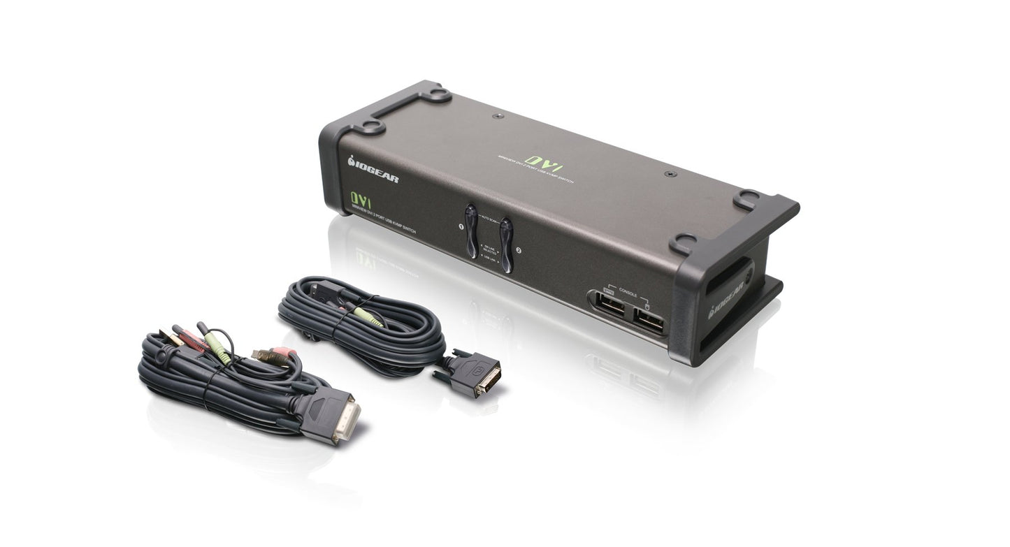 IOGEAR 2-Port DVI KVMP Switch w/Full Set of Cables, (GCS1102 TAA Compliant), Black