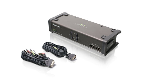 IOGEAR 2-Port DVI KVMP Switch w/Full Set of Cables, (GCS1102 TAA Compliant), Black