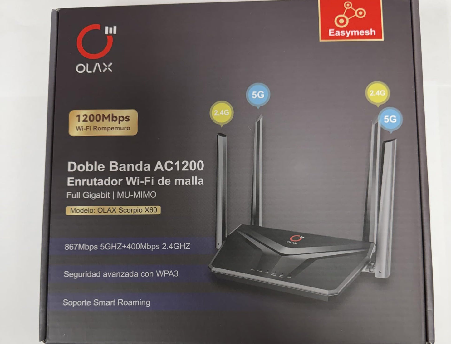 OLAX Scorpio X60 AC1200 Dual Band WiFi Router, 1200Mbps Wireless Mesh Router with MU-MIMO, Full Gigabit, WPA3 Security, Parental Control, Smart