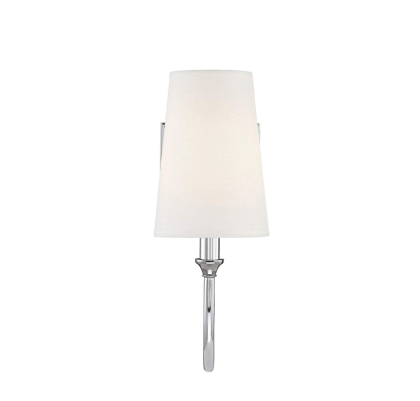 Savoy Essentials 9-2542-1-109 Cameron Modern Farmhouse White Fabric Wall Sconce, 1-Light 40 Watt, 13" H x 5" W, Polished Nickel